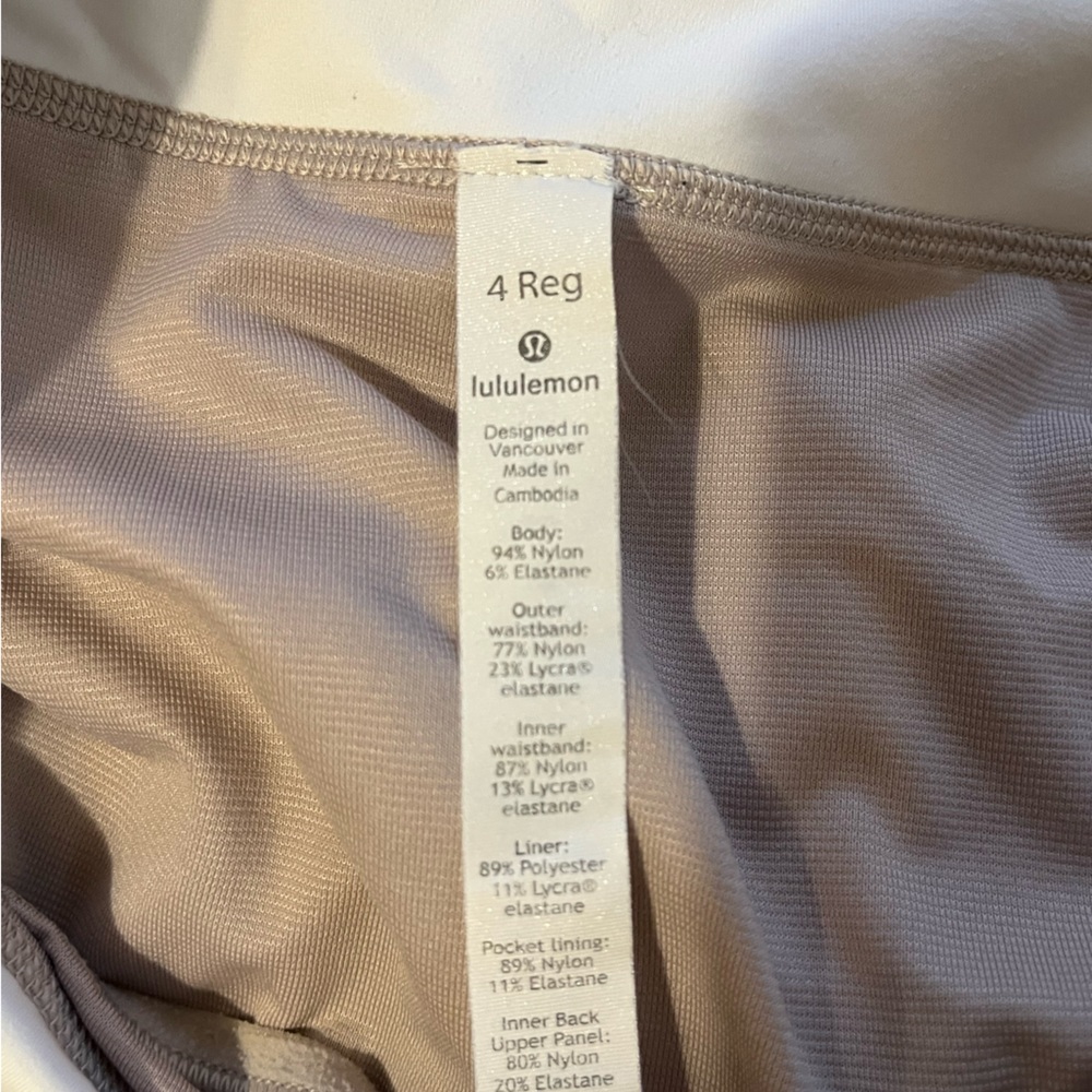 White Lululemon shorts with zipper back pocket lined good condition